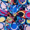 Blue-Pink-Multi Poly Geometric Print Liverpool Double Knit Fabric By the Yard